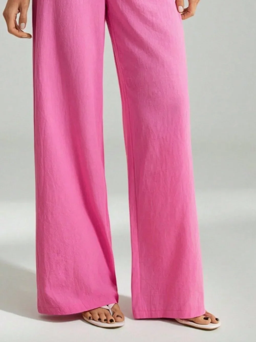 Hot Pink Casual Women's Washed Low Waist Straight Pants - Picture 4 of 6